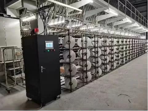 Wilson Technology power-continuity cabinet installed beside textile texturing equipment in Huangshan, Anhui, China.