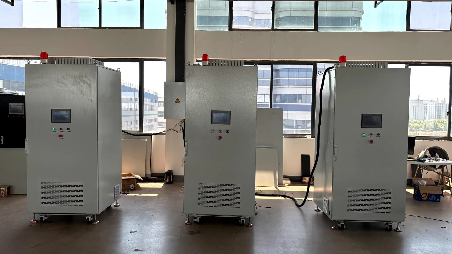 Three Wilson Technology industrial power continuity cabinets